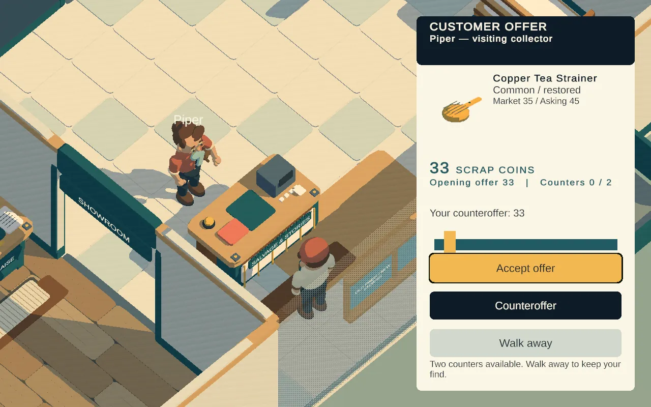 A customer at the counter making an offer